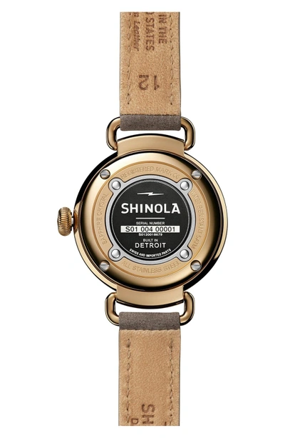 Shop Shinola Canfield Leather Strap Watch, 32mm In Grey/ White Mother Of Pearl