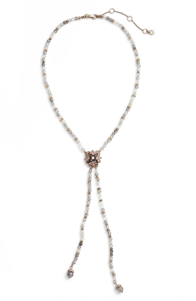 Shop Marchesa Crystal Y-necklace In Gold/ Grey Multi
