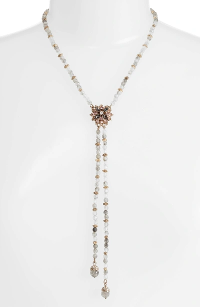 Shop Marchesa Crystal Y-necklace In Gold/ Grey Multi