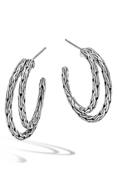 Shop John Hardy 'classic Chain' Double Hoop Earrings In Silver