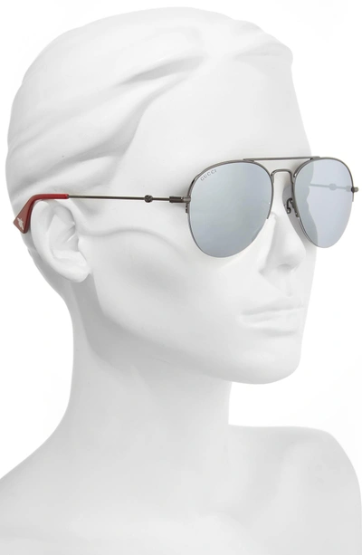 Shop Gucci 56mm Aviator Sunglasses - Ruthenium/ Silver