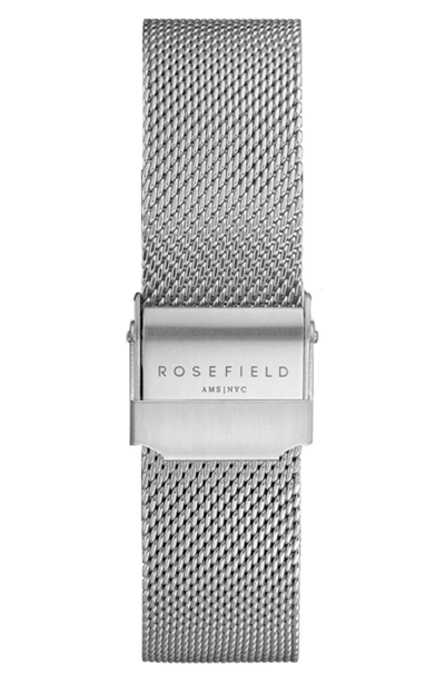Shop Rosefield Mercer Mesh Strap Watch, 38mm In Silver/ White/ Silver