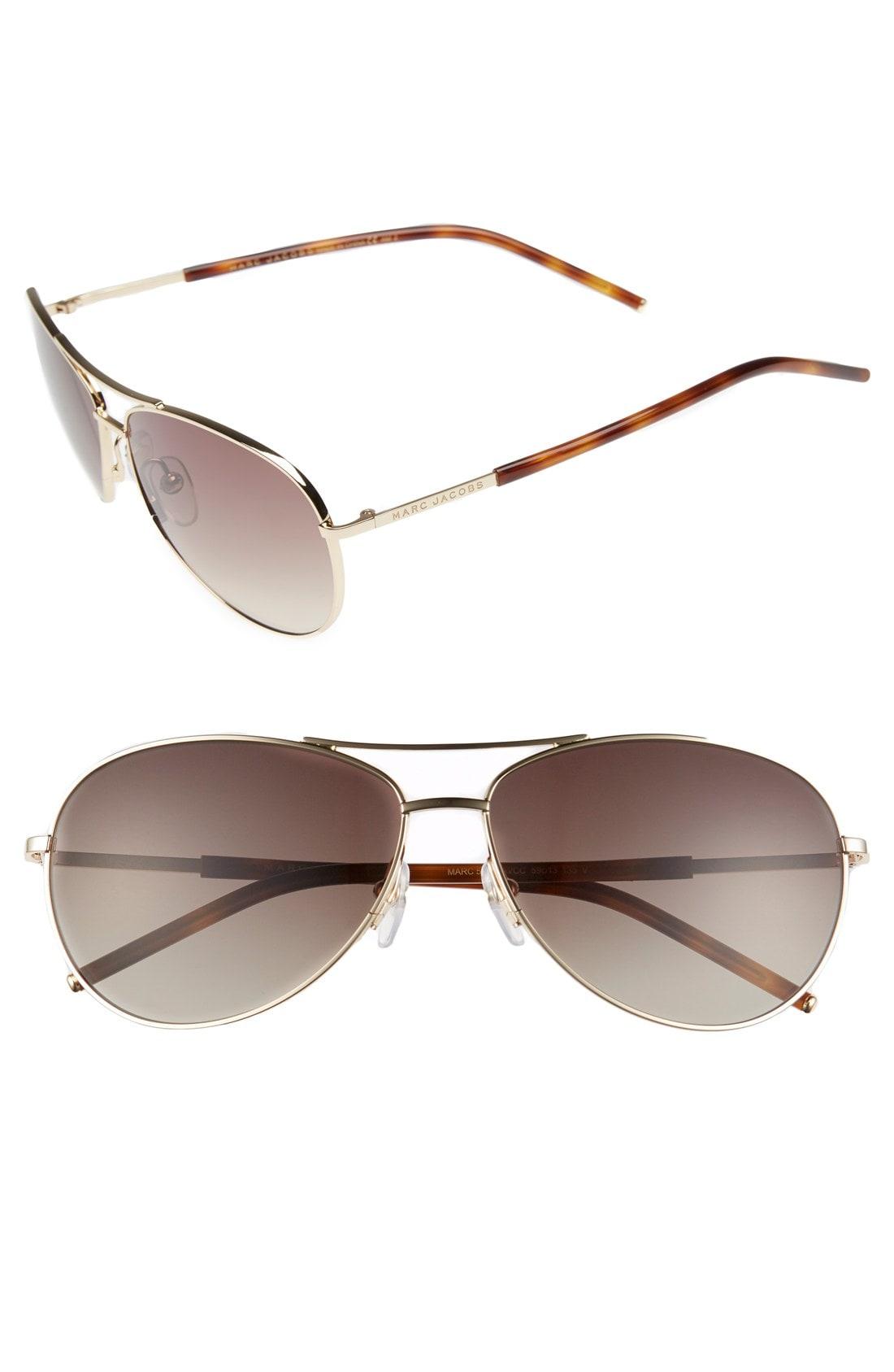 Marc Jacobs Women's Brow Bar Aviator Sunglasses, 59mm In Gold Copper