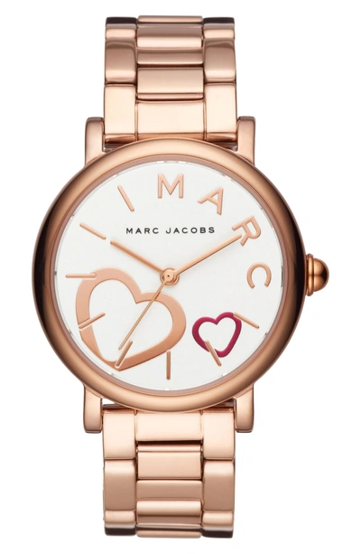 Shop Marc Jacobs Classic Bracelet Watch, 37mm In Rose Gold/ White/ Rose Gold