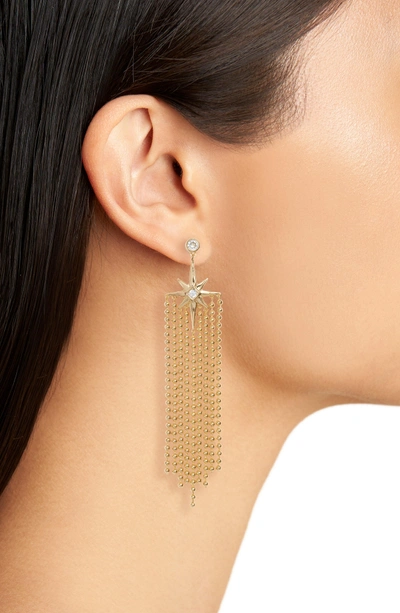 Shop Jules Smith Elysian Fringe Earrings In Gold/ Clear
