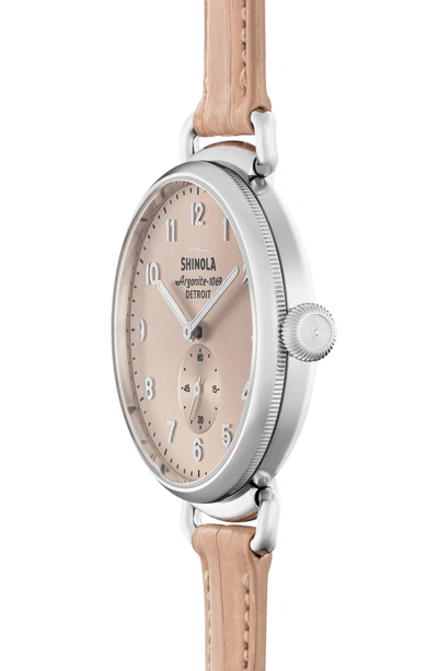 Shop Shinola The Canfield Alligator Strap Watch, 38mm In Pink/ Nude
