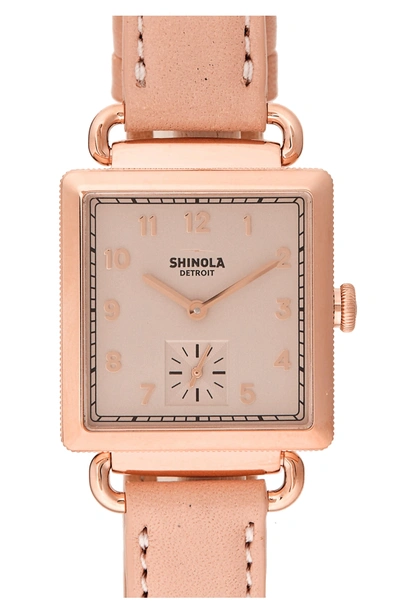Shop Shinola Cass Leather Strap Watch, 28mm In Nude/ Gold