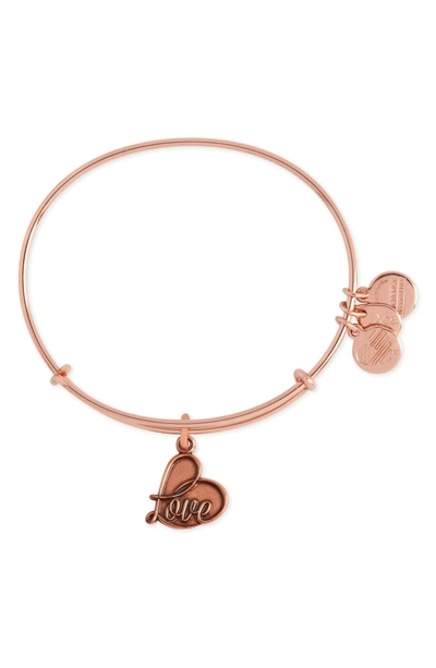 Shop Alex And Ani Love Iv Adjustable Wire Bangle In Rose Gold