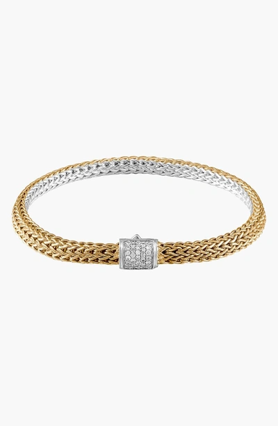 Shop John Hardy 'classic Chain' Extra Small Bracelet In Gold/ Silver/ Diamond