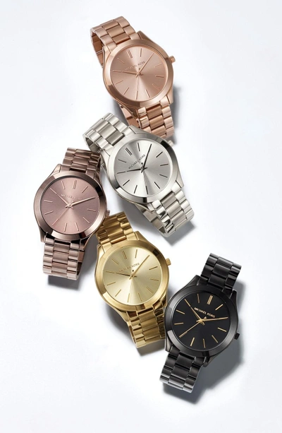 Shop Michael Michael Kors 'slim Runway' Bracelet Watch, 42mm In Black/ Gold