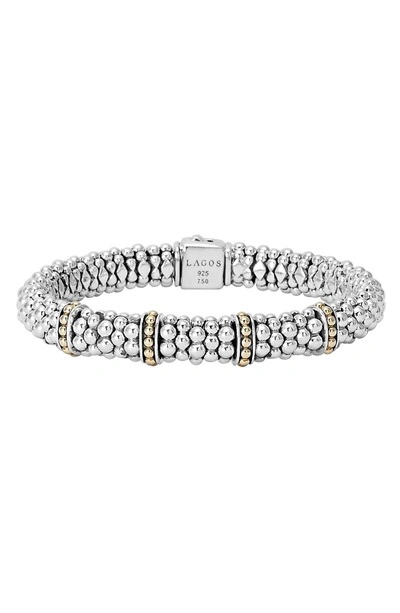 Shop Lagos 'enso' Two-tone Rope Caviar(tm) Bracelet In Silver/ Gold