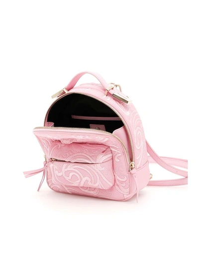 Shop Versace Baroque Quilted Nappa Backpack In Rosa+oro Chiarorosa