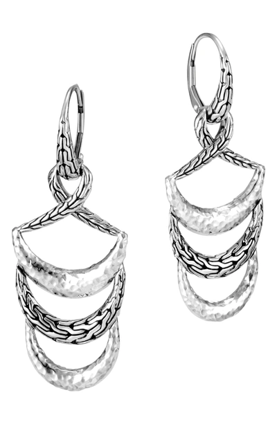 Shop John Hardy Classic Chain Hammered Drop Earrings In Silver