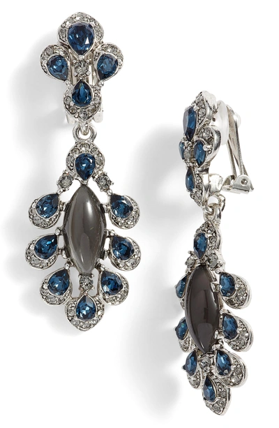 Shop Oscar De La Renta Parlor Crystal Earrings In Antique Silver