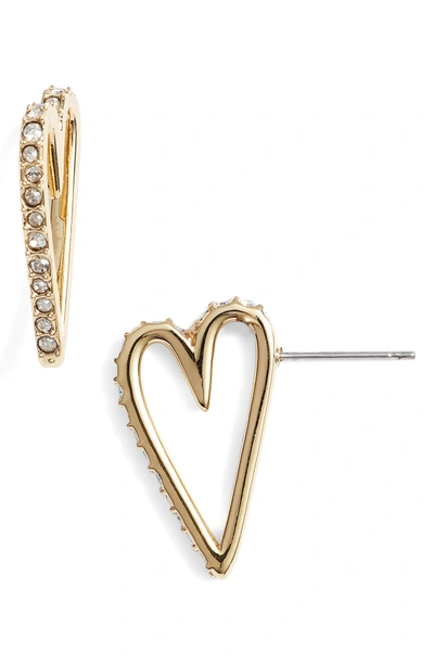 Shop Alexis Bittar Crystal Accent Open Heart Earrings In Gold