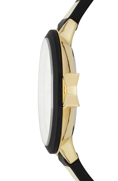 Shop Kate Spade Park Row Silicone Strap Watch, 34mm In Black/ Gold/ Black