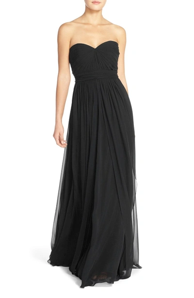 Shop Jenny Yoo Mira Convertible Strapless Chiffon Gown In Black