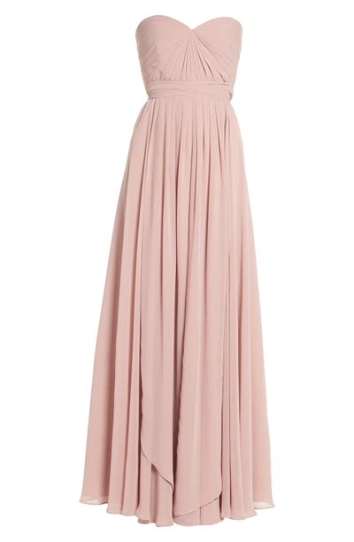 Shop Jenny Yoo Mira Convertible Strapless Chiffon Gown In Whipped Apricot