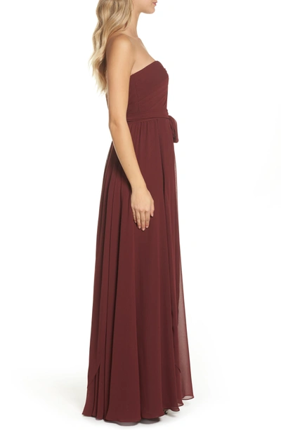 Shop Jenny Yoo Mira Convertible Strapless Chiffon Gown In Hibiscus