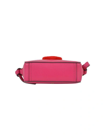 Shop Anya Hindmarch Heart Shearling Crossbody In Fuxia