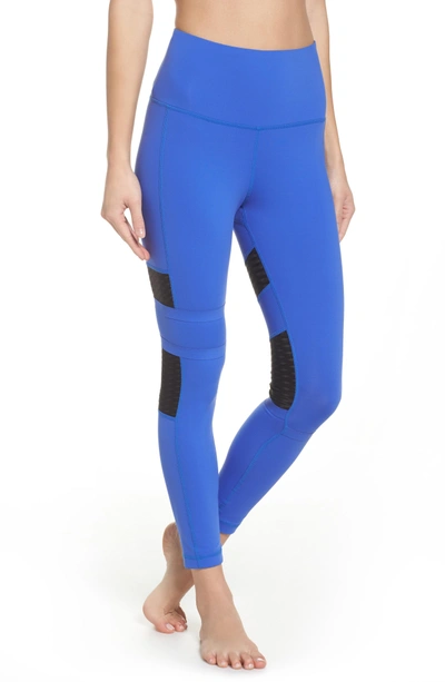 Shop Reebok High Waist Mesh Tights In Acid Blue