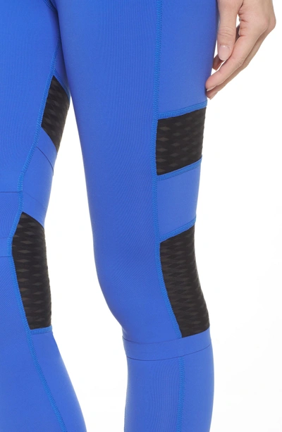 Shop Reebok High Waist Mesh Tights In Acid Blue