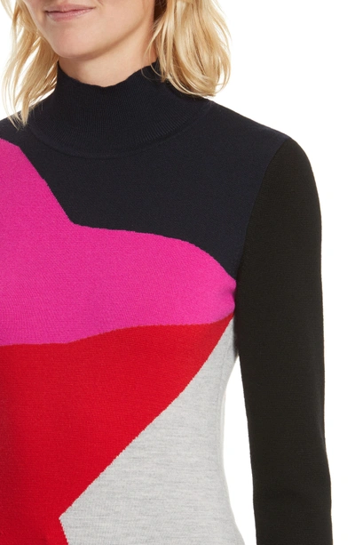 Shop Diane Von Furstenberg Colorblock Turtleneck Pullover In Lipstick Multi