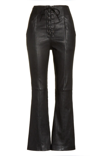 Shop A.l.c Delia Lace Up Leather Pants In Black