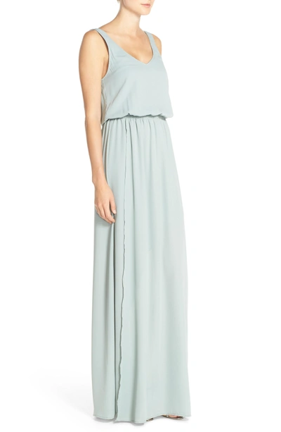 Shop Show Me Your Mumu Kendall Soft V-back A-line Gown In Silver Sage Crisp