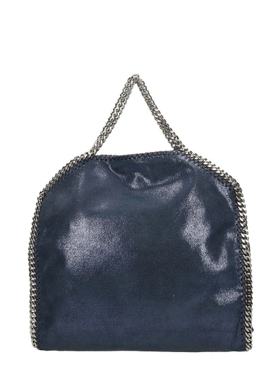 Shop Stella Mccartney Falabella Fold Over Tote Ink Faux Leather Bag In Blue