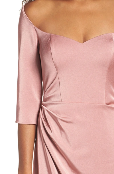 Shop La Femme Sweetheart Satin Column Gown In Dark Blush