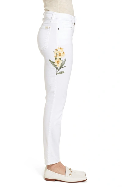 Shop Jen7 Embroidered Ankle Skinny Jeans In White M