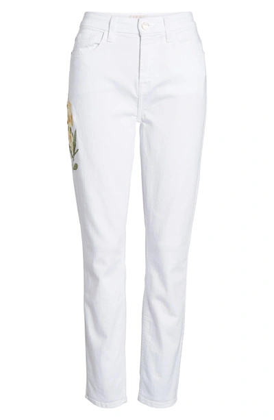 Shop Jen7 Embroidered Ankle Skinny Jeans In White M