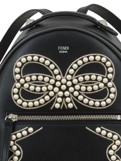 Shop Fendi Mini Bow Backpack In Black