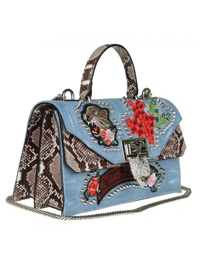 Shop Philipp Plein Sara Hand Bag With Embroidery And Applied Studs In Light Blue