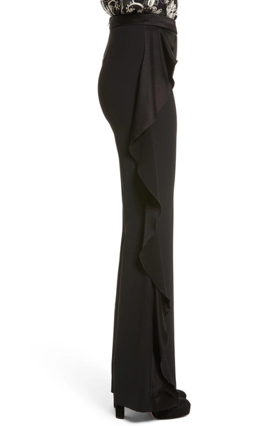 Shop Alice And Olivia Wallace Side Ruffle High Waist Pants In Black