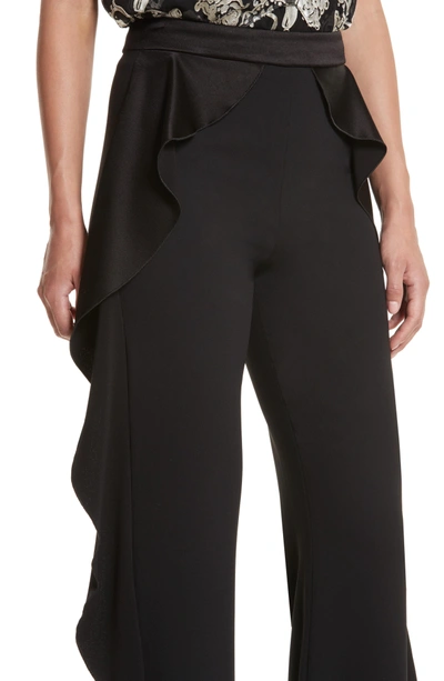 Shop Alice And Olivia Wallace Side Ruffle High Waist Pants In Black