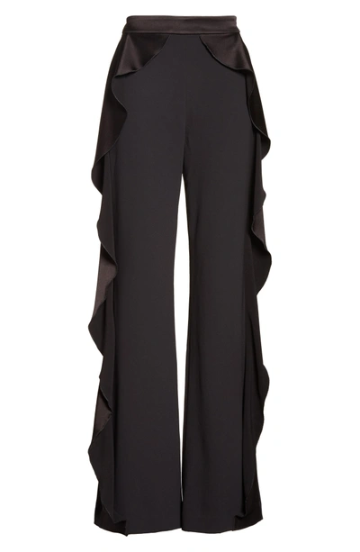 Shop Alice And Olivia Wallace Side Ruffle High Waist Pants In Black