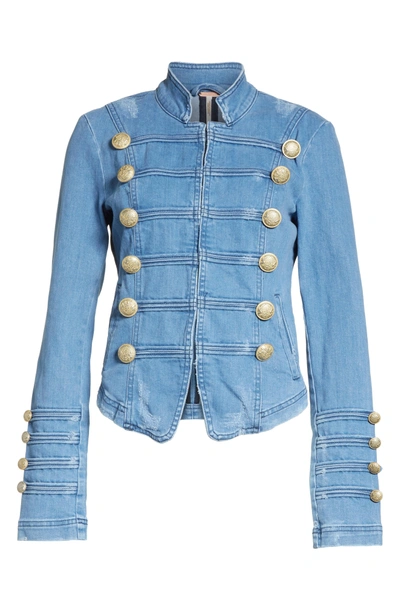 Free People Fitted Military Denim Jacket In Indigo Blue | ModeSens