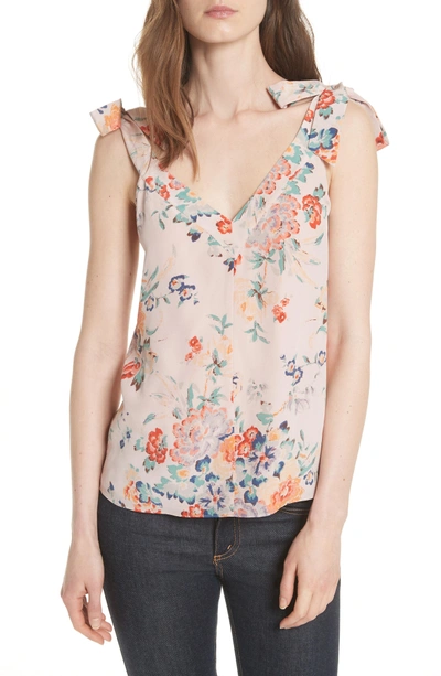 Shop Rebecca Taylor Marlena Floral Silk Tank In Dusty Rose Combo