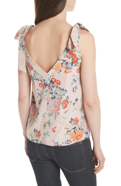 Shop Rebecca Taylor Marlena Floral Silk Tank In Dusty Rose Combo