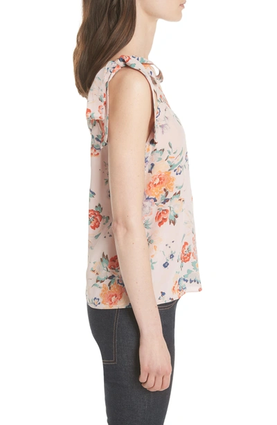 Shop Rebecca Taylor Marlena Floral Silk Tank In Dusty Rose Combo