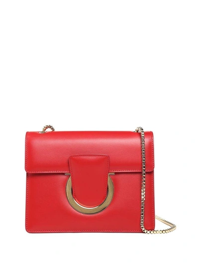 Shop Ferragamo Thalia Leather Shoulder Bag In Lipstick Red