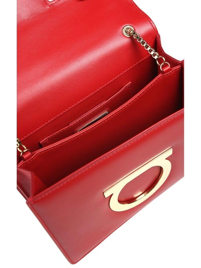Shop Ferragamo Thalia Leather Shoulder Bag In Lipstick Red