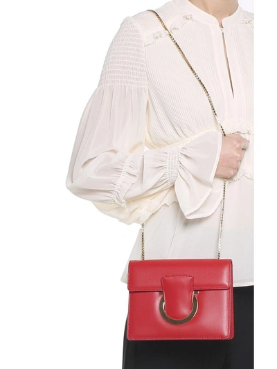 Shop Ferragamo Thalia Leather Shoulder Bag In Lipstick Red