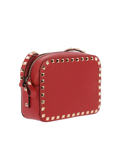 Shop Valentino Mini Bag  Rockstud Spike Small Camera Crossbody Bag In Genuine Leather In Red