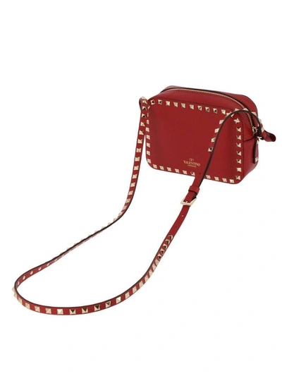 Shop Valentino Mini Bag  Rockstud Spike Small Camera Crossbody Bag In Genuine Leather In Red