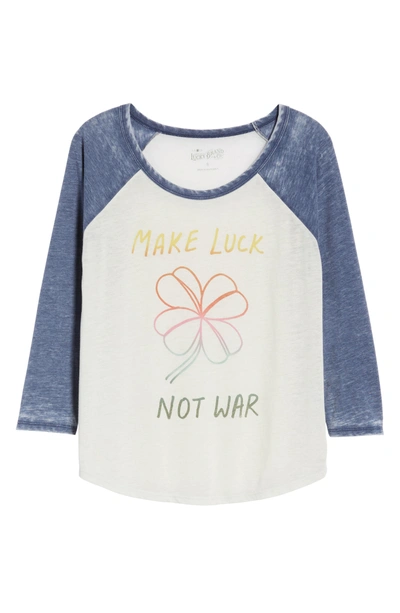 Shop Lucky Brand Make Luck Not War Baseball Tee In Marshmallow