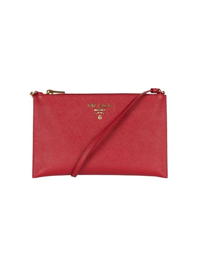 Shop Prada Saffiano Clutch In Rossa