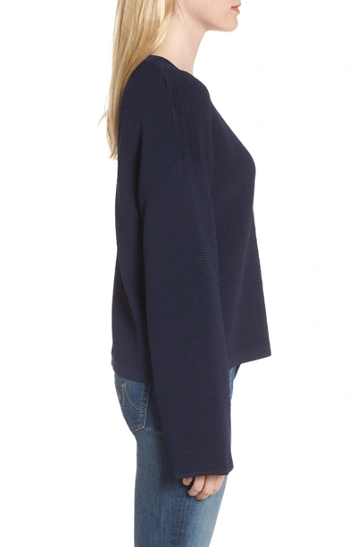 Shop Willow & Clay Cutout Ribbed Sweater In Navy